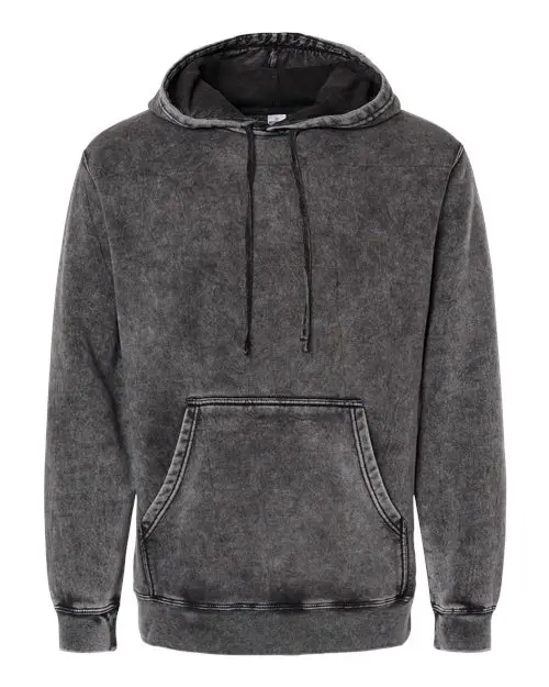 Independent Trading Co. Unisex Midweight Mineral Wash Hooded Sweatshirt in Black
