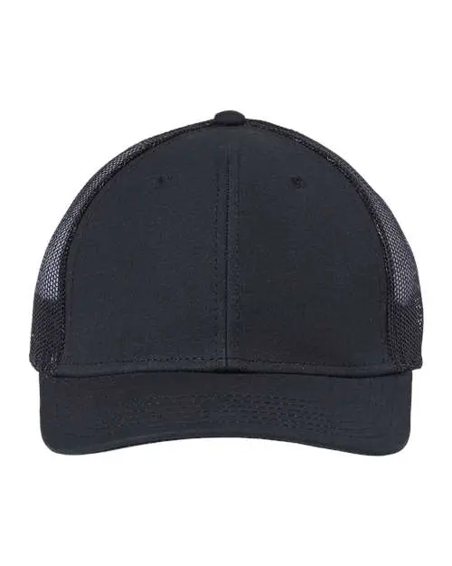 Atlantis Headwear Sustainable Recy Three Trucker Cap in Black/ Black