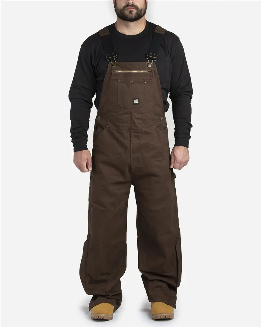Berne Apparel Men's Acre Unlined Washed Bib Overall in Bark_32