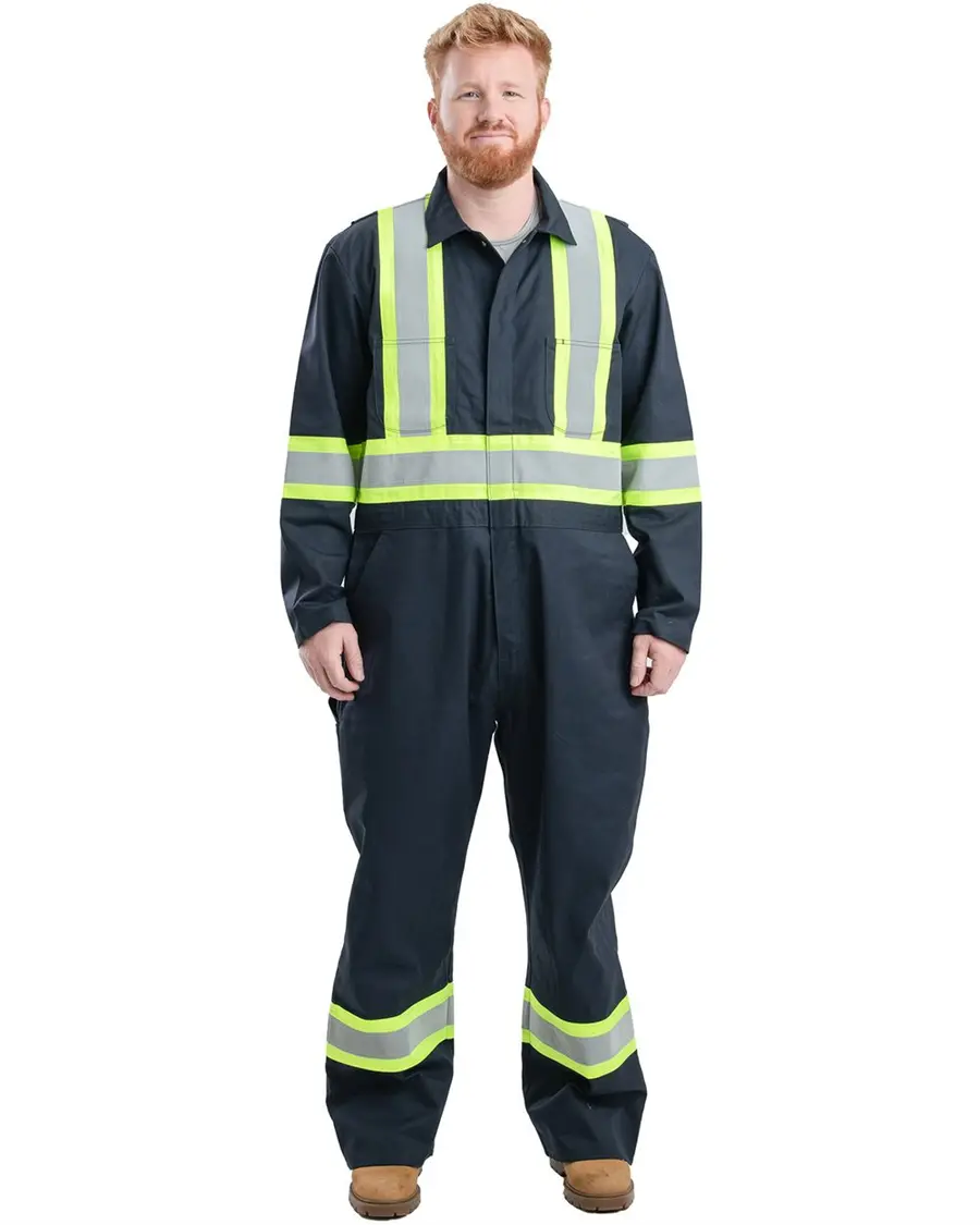 Berne Apparel Safety Striped Gasket Unlined Coverall in Navy