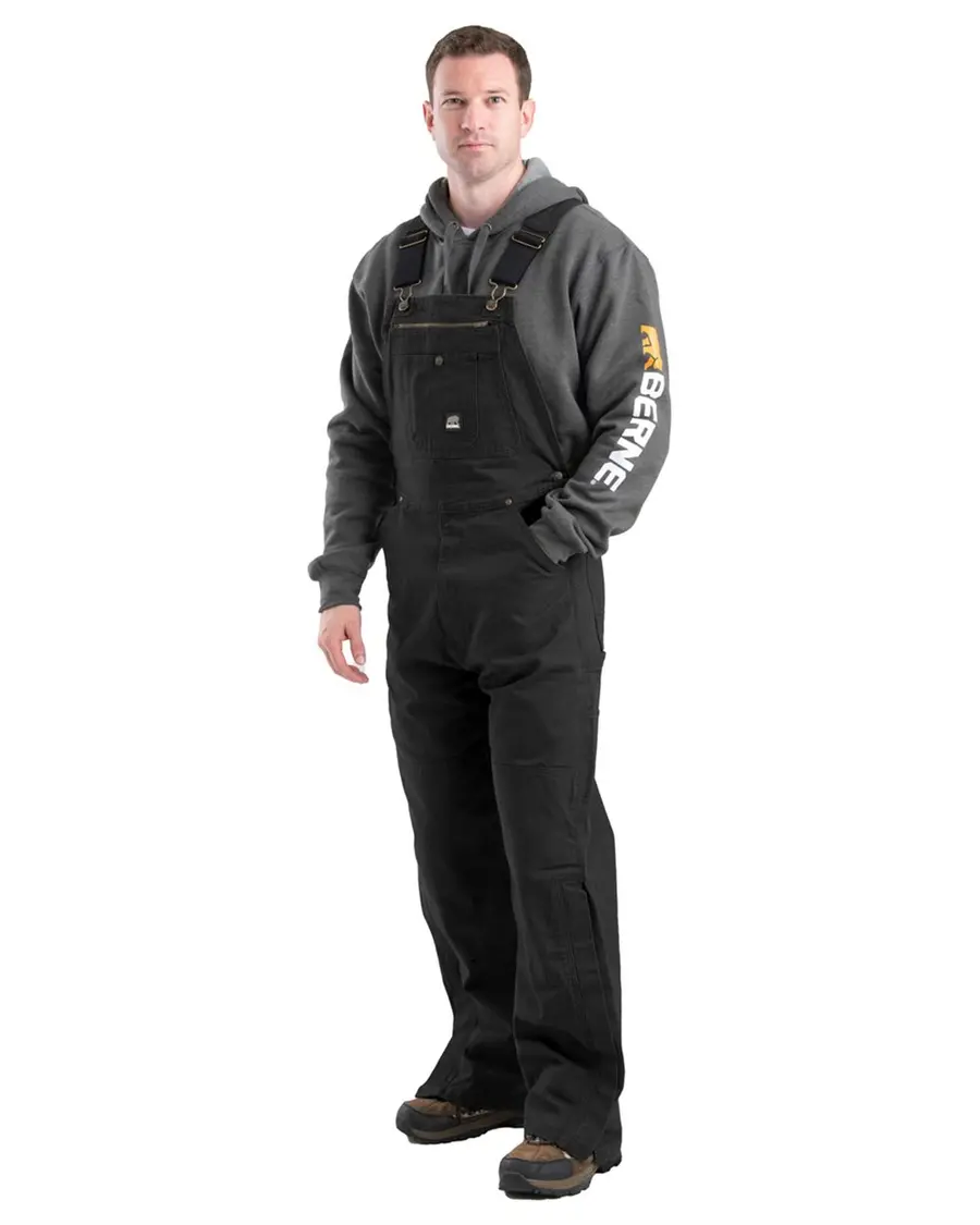 Berne Apparel Tall Acre Unlined Washed Bib Overall in Bark