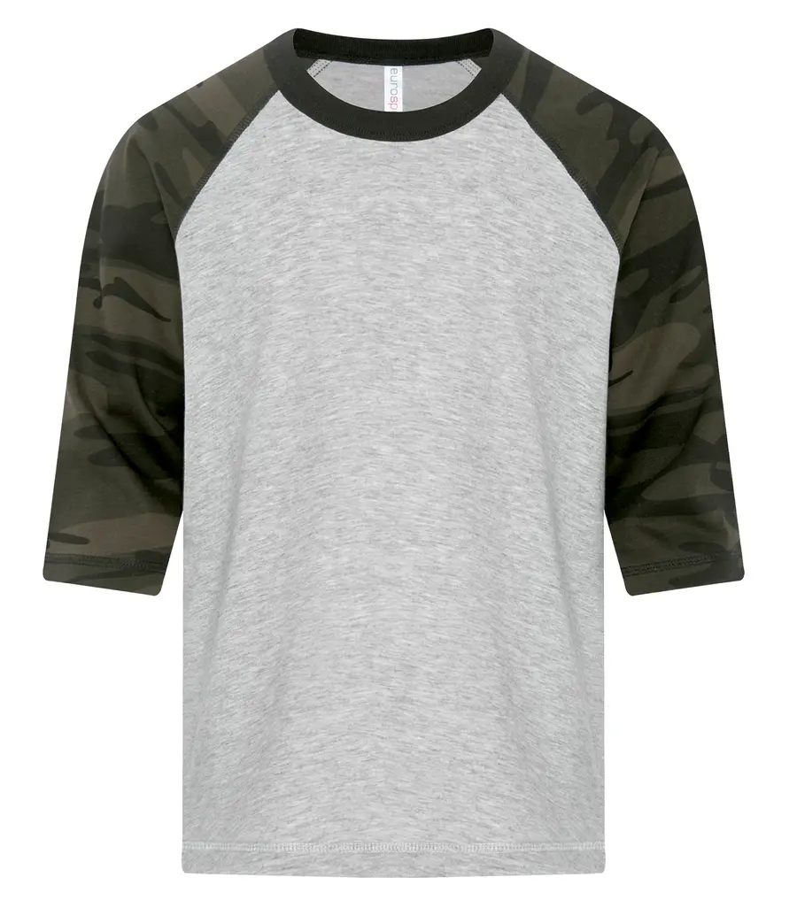 ATC Eurospun Ring Spun Baseball Youth TEE in Athletic Grey/Black Camo