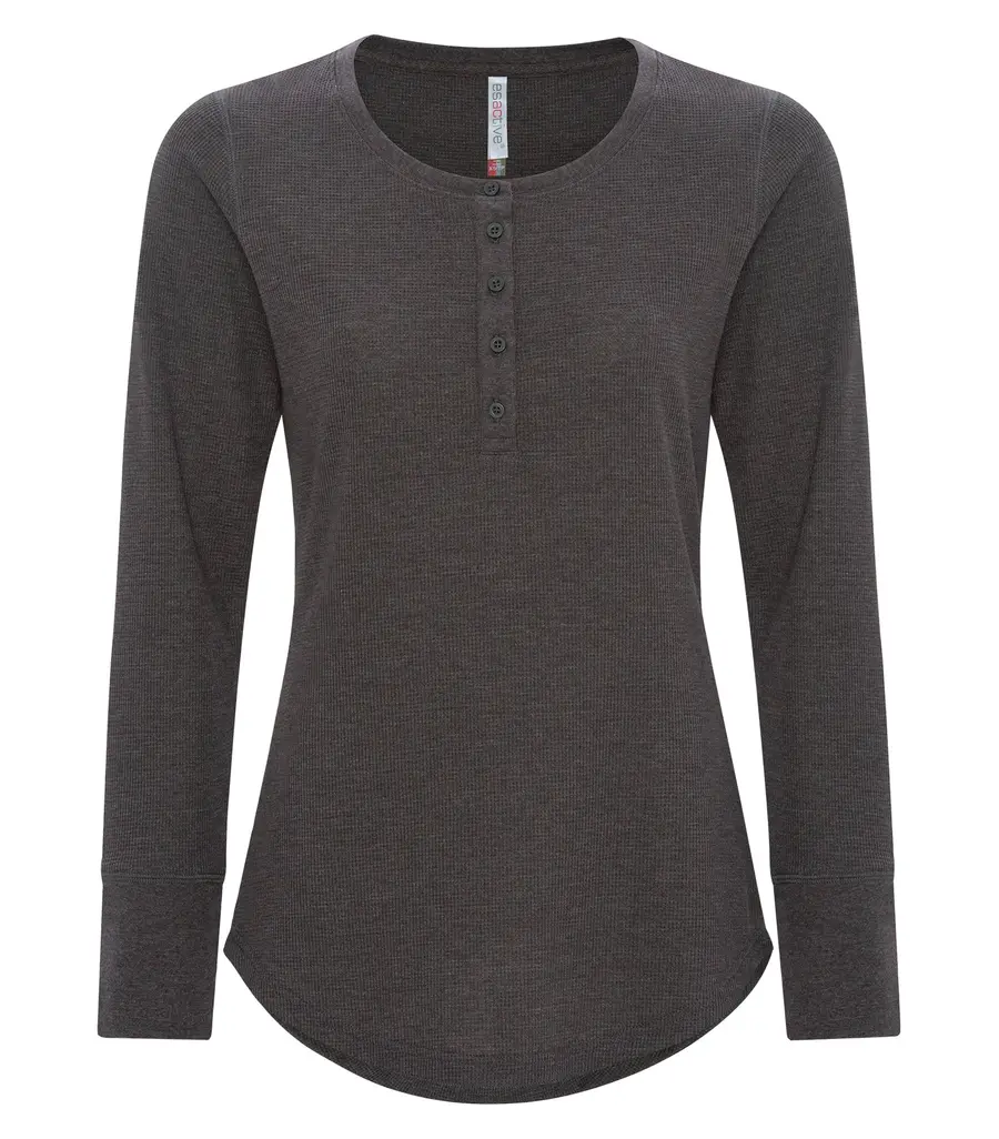 ATC Esactive Vintage Thermal Long Sleeve Ladies' Henley in Charcoal Heather
