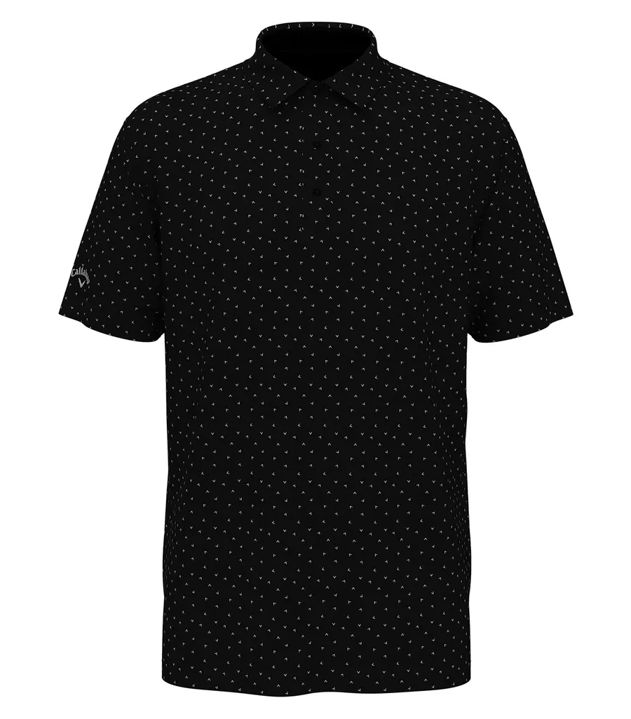 Callaway Micro Chev Print Polo in Caviar