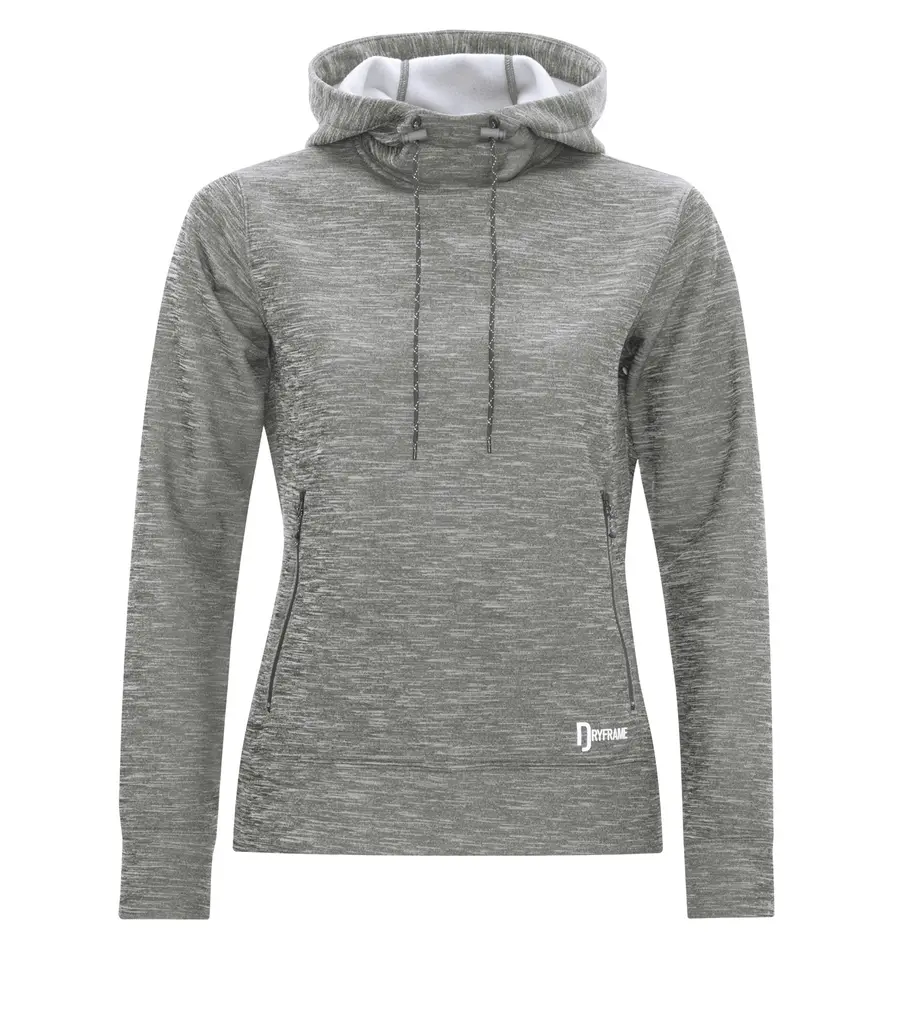 Dryframe DRY Tech Water Resistant Fleece Ladies' Pullover Hoodie in Asphalt Heather
