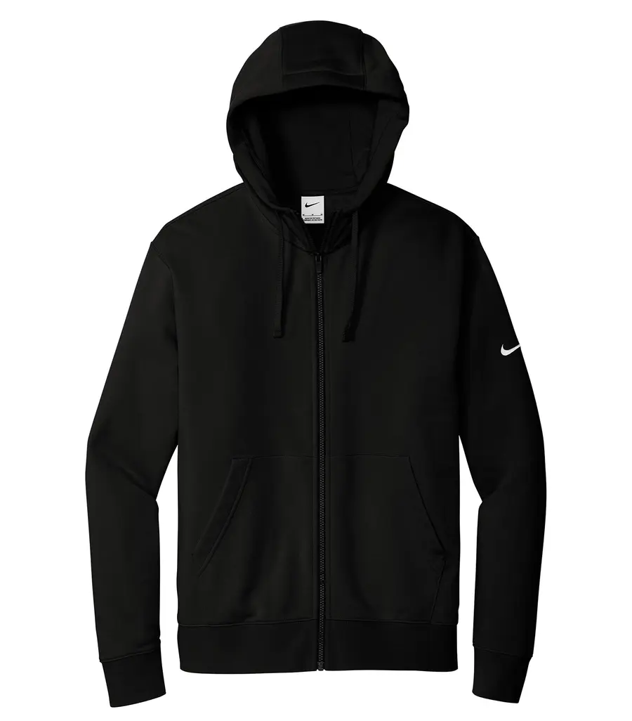 Nike Club Fleece Sleeve Swoosh Full ZIP Hoodie in Black