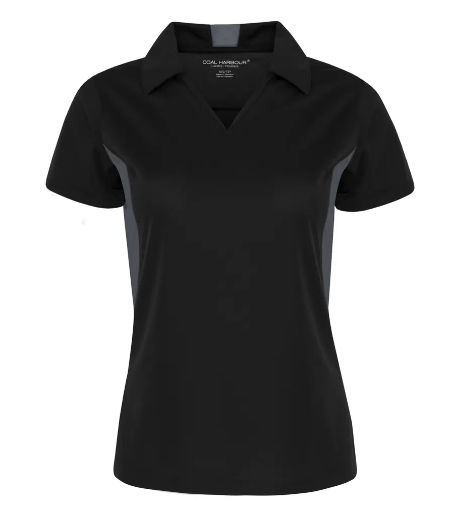 Coal Harbour Snag Resistant Colour Block Ladies' Polo in Black/Iron Grey