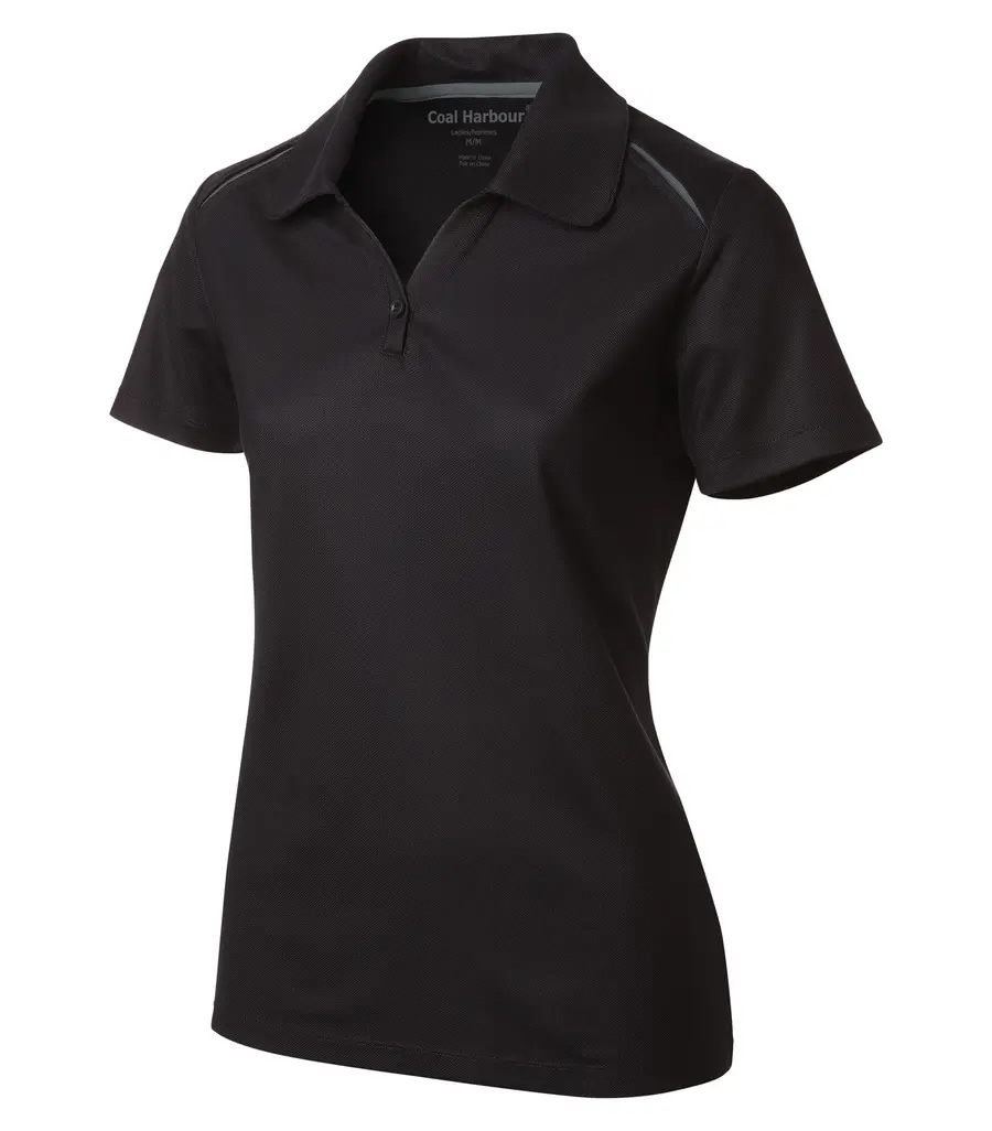 Coal Harbour Snag Resistant Contrast Inset Ladies' Polo in Black/Coal Grey
