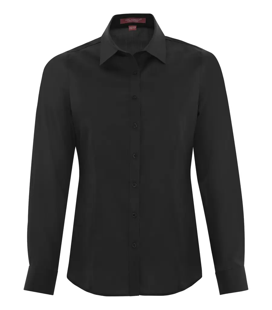 Coal Harbour Everyday Long Sleeve Woven Ladies' Shirt in Black
