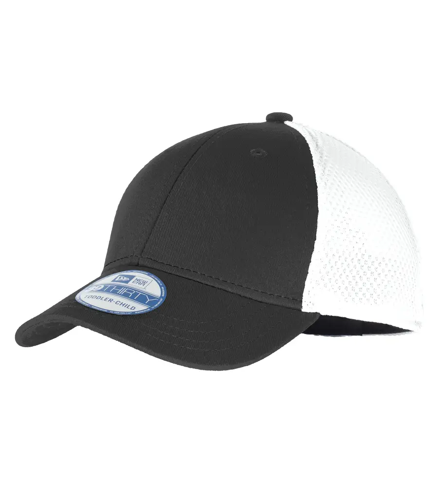 NEW ERA 39Thirty Stretch Mesh Youth CAP in Black/White