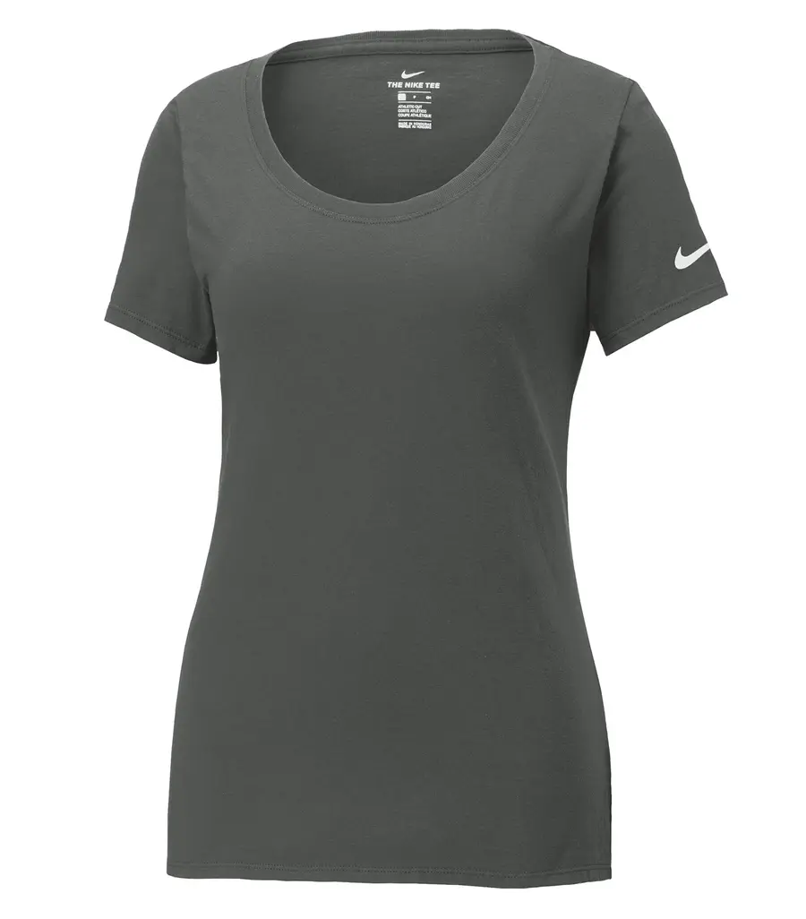 NIKE Dri-FIT COTTON/POLY SCOOP NECK LADIES' TEE in Anthracite