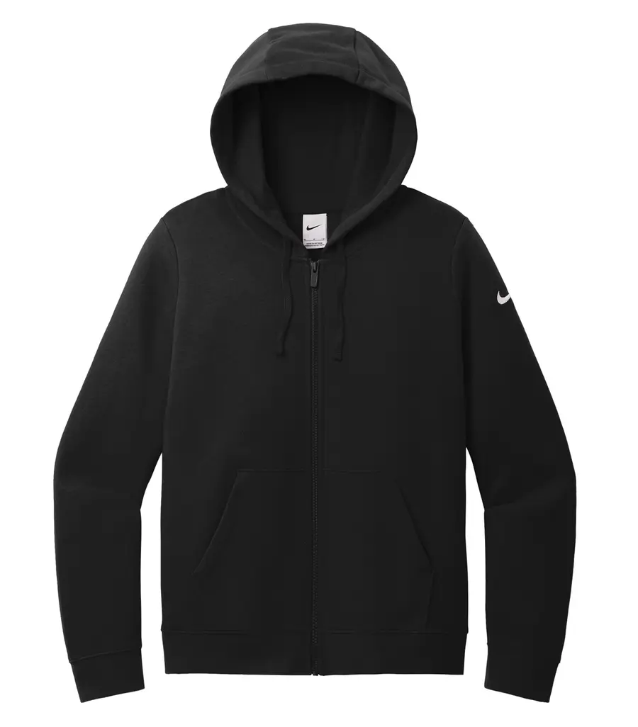 Nike Club Fleece Sleeve Swoosh Ladies' Full ZIP Hoodie in Black