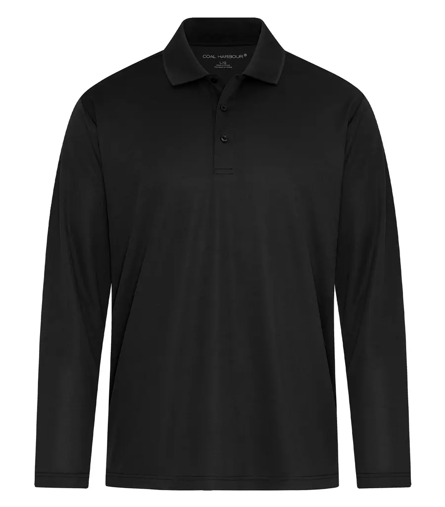 Coal Harbour Everyday Snag Resistant Long Sleeve Polo in Black