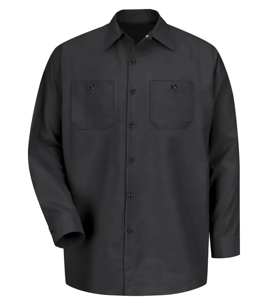 RED KAP Industrial Long Sleeve Work Shirt in Black