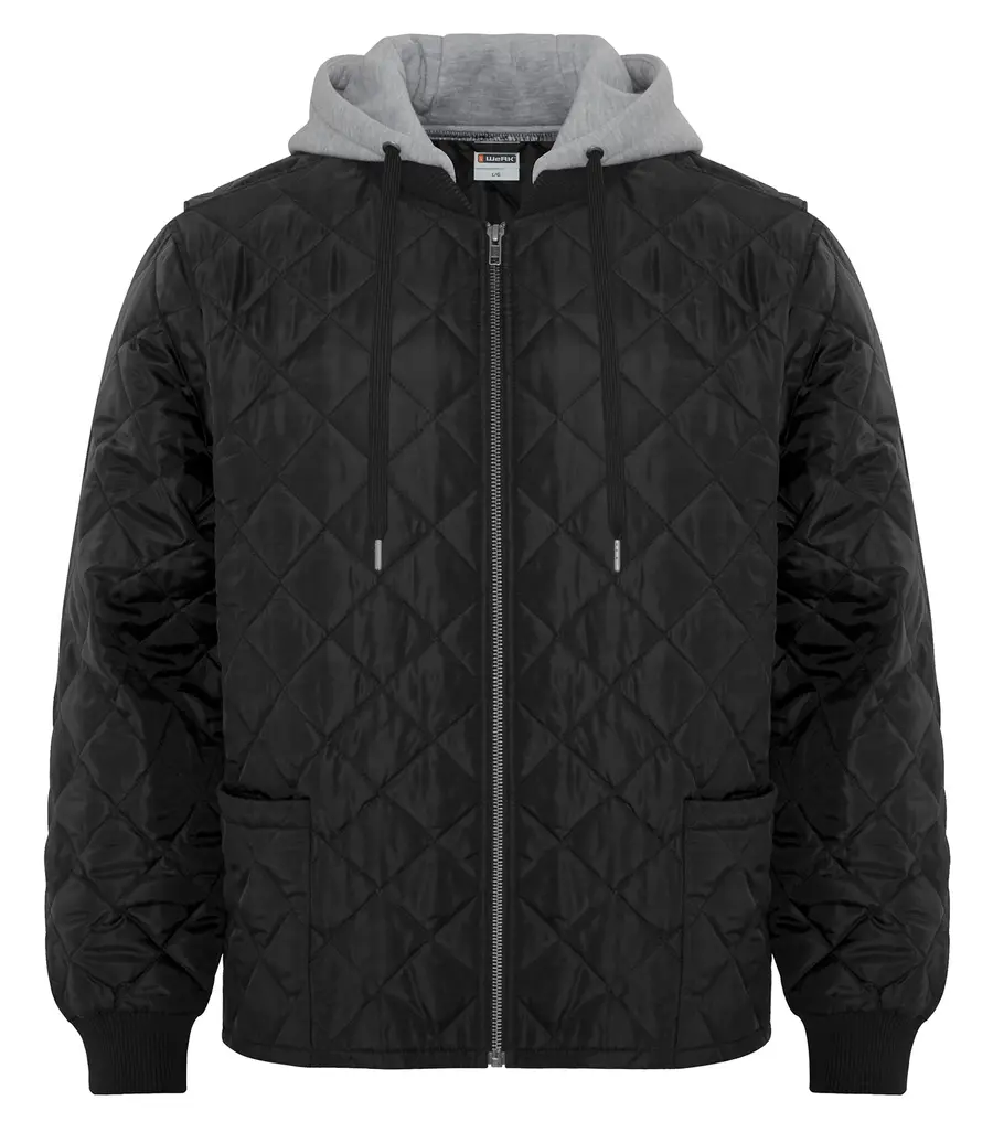 ATC WeRK QUILTED HOODED FREEZER JACKET in Black