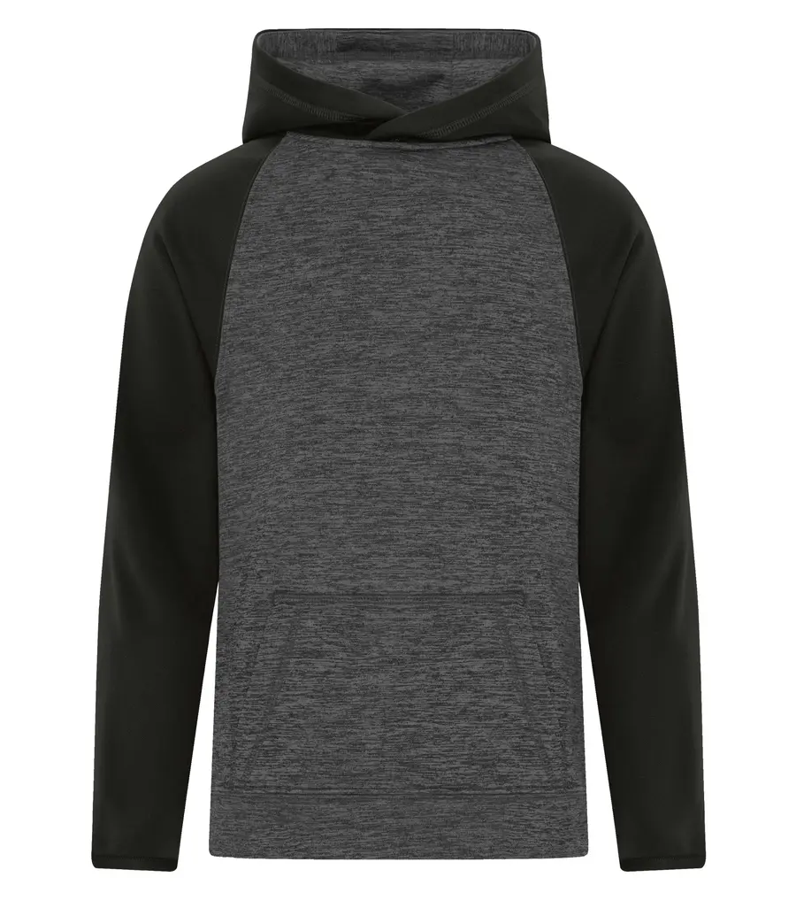 ATC Dynamic Heather Fleece TWO Tone Youth Hoodie in Charcoal Dynamic/Black