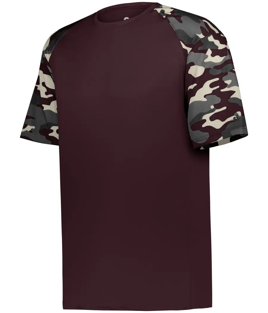 Badger Sport Youth Camo Sport TEE in Maroon/Maroon Camo