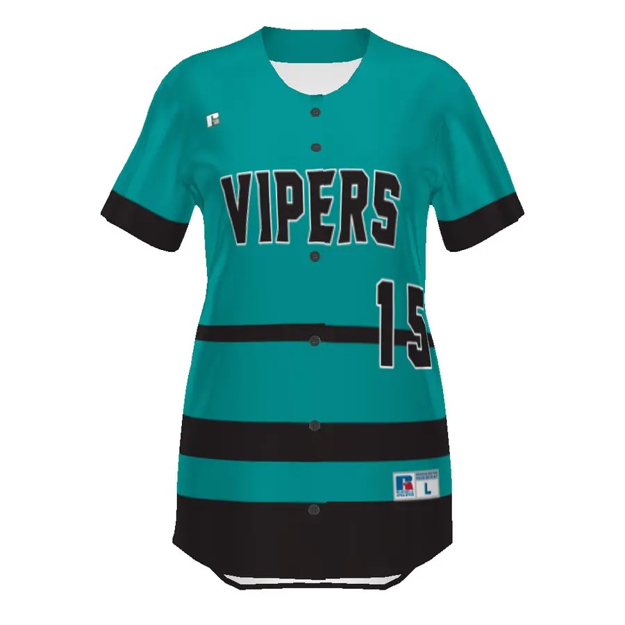 Russell Girls FreeStyle Sublimated Faux Full-Button Jersey in Shortstop