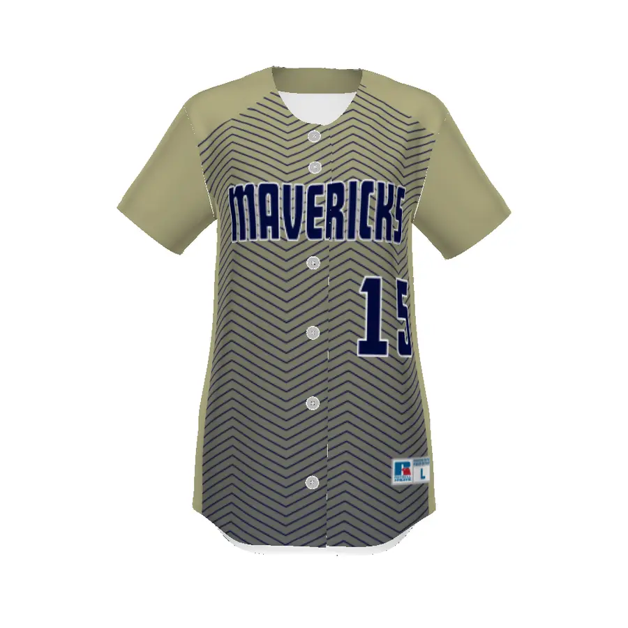 Russell Girls FreeStyle Sublimated Full-Button Softball Jersey in Lite Chevron