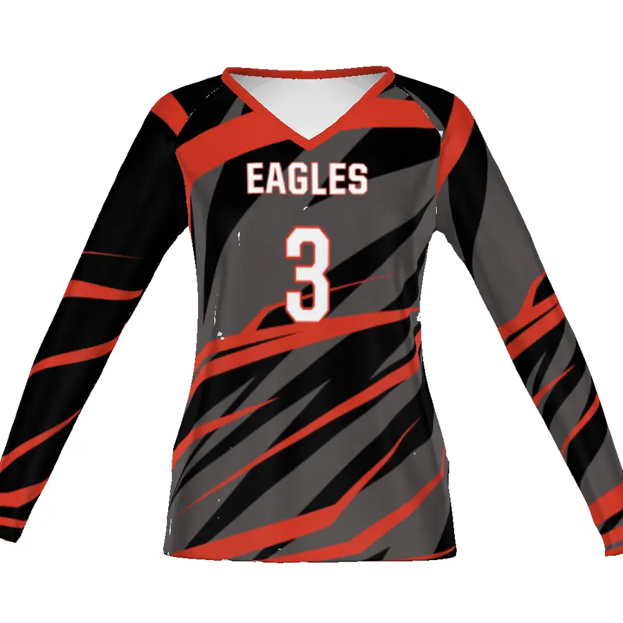 High Five Girls Freestyle Sublimated Turbo Long Sleeve Volleyball Jersey in Cut Shot