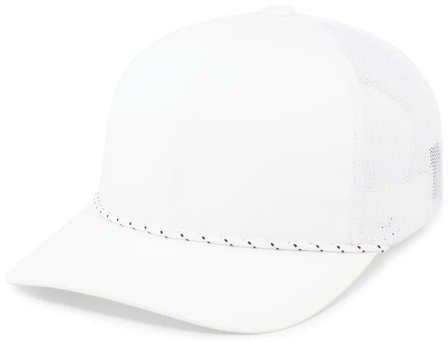 Pacific Headwear Trucker Snapback Braid Cap in White