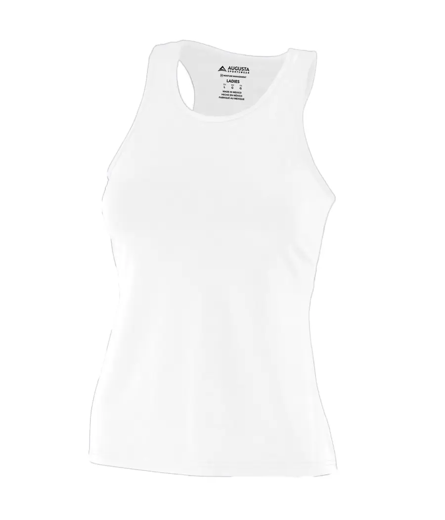 Augusta Ladies Poly/Spandex Solid Racerback Tank in White