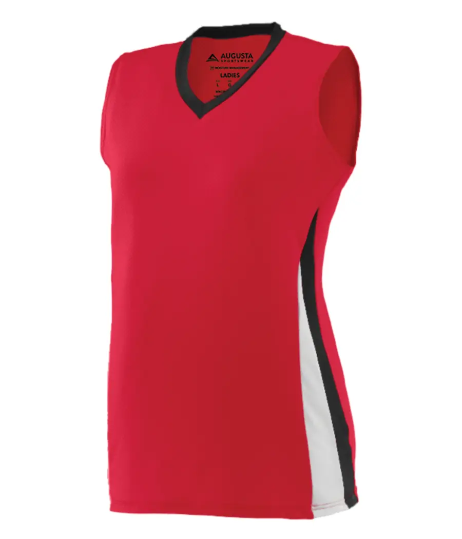Augusta Ladies Tornado Jersey in Red/Black/White
