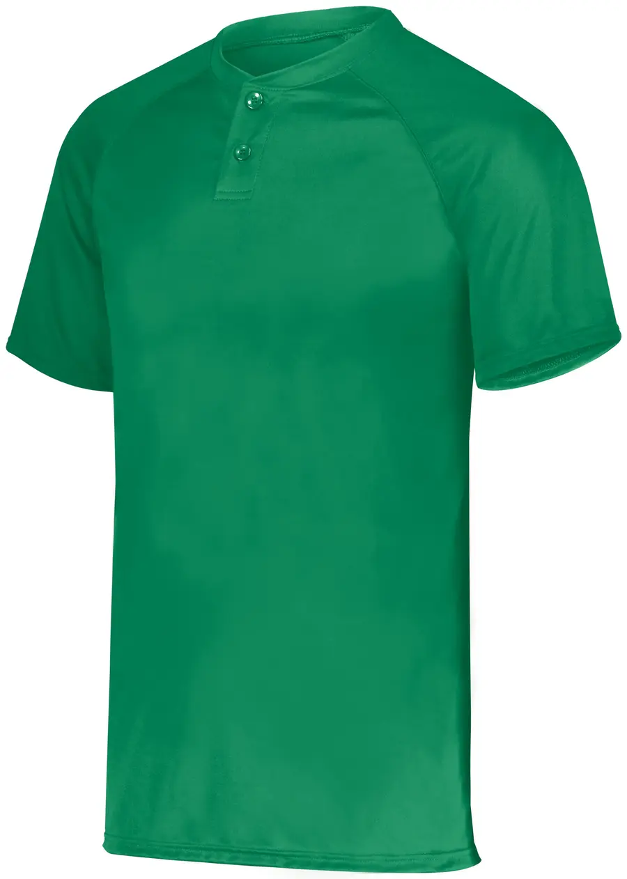 Augusta Attain Wicking Two-Button Baseball Jersey in Kelly