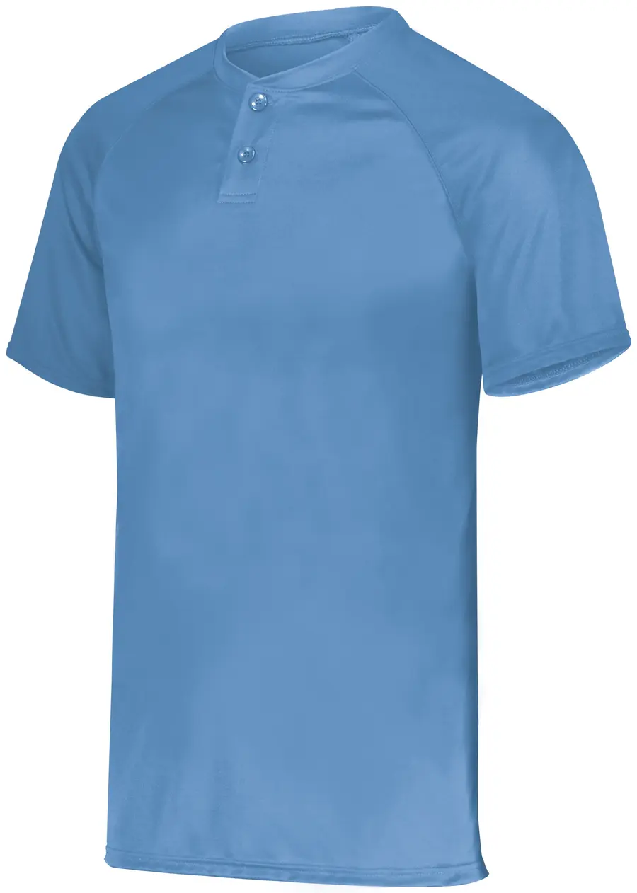 Augusta Youth Attain Wicking Two-Button Baseball Jersey in Columbia Blue