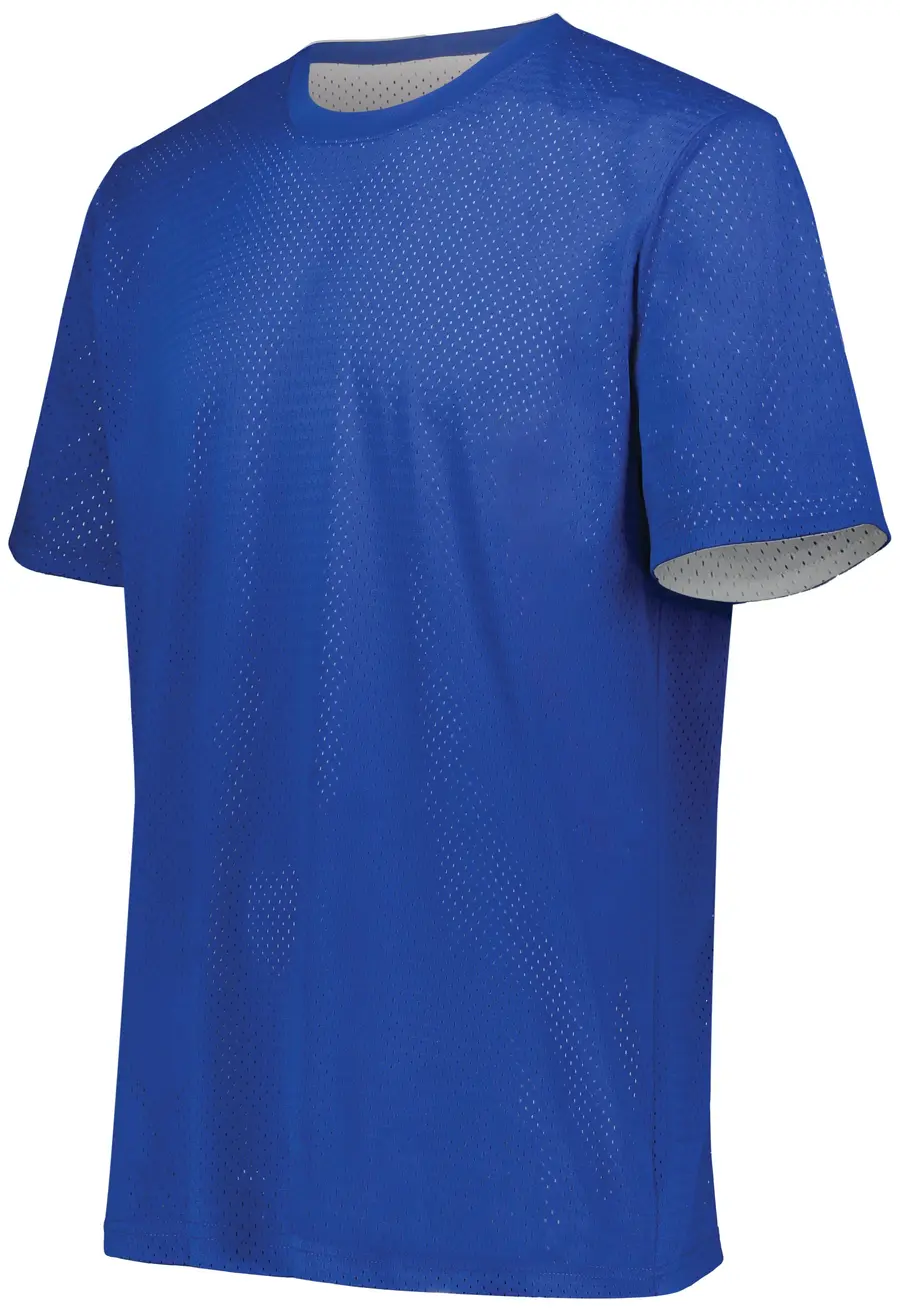 Augusta Short Sleeve Mesh Reversible Jersey in Royal/White