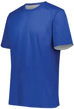 Augusta Short Sleeve Mesh Reversible Jersey in Royal/White