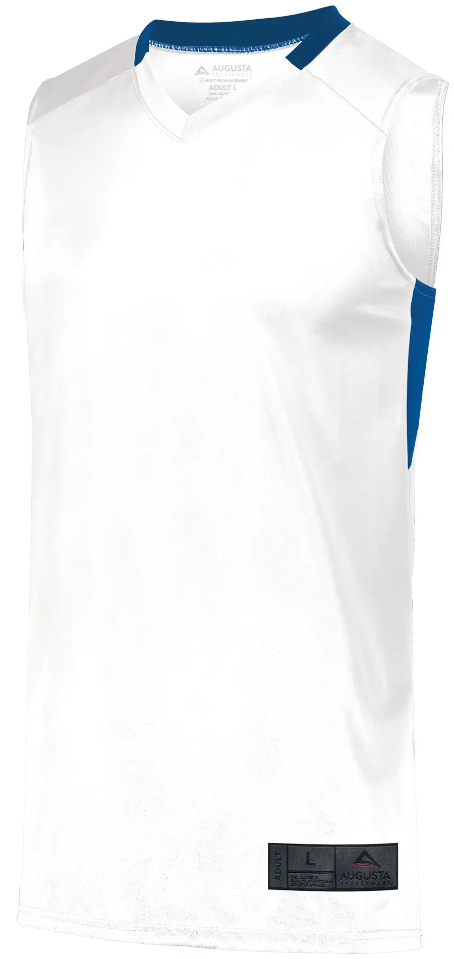 Augusta Step-Back Basketball Jersey in White/Royal