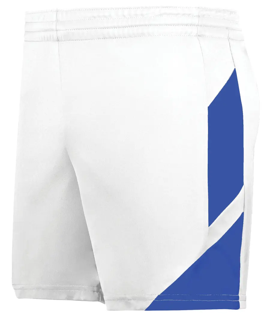 Augusta Ladies Step-Back Modern Fit Basketball Shorts in White/Royal