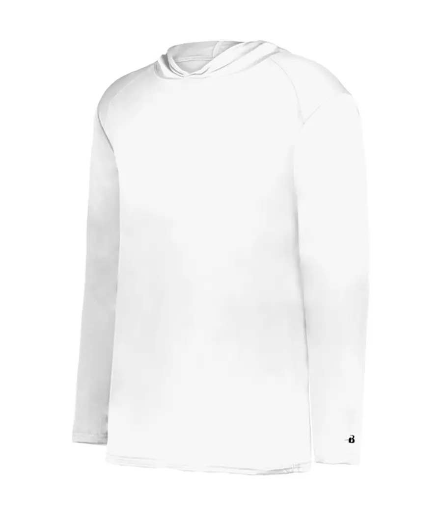 Badger Sport Youth B-Core Long Sleeve Hoodie in White