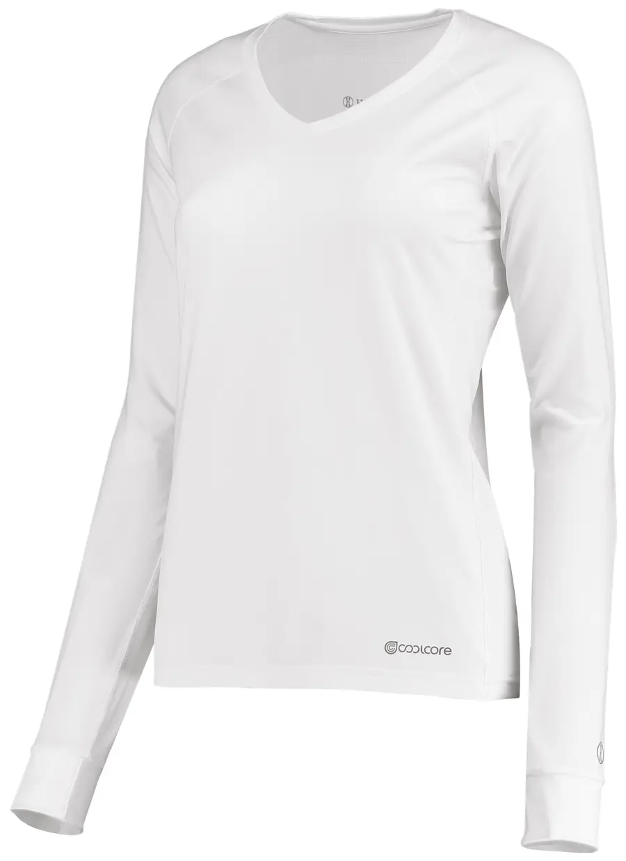 Holloway Ladies Electrify Long Sleeve Tee Powered by Coolcore in White