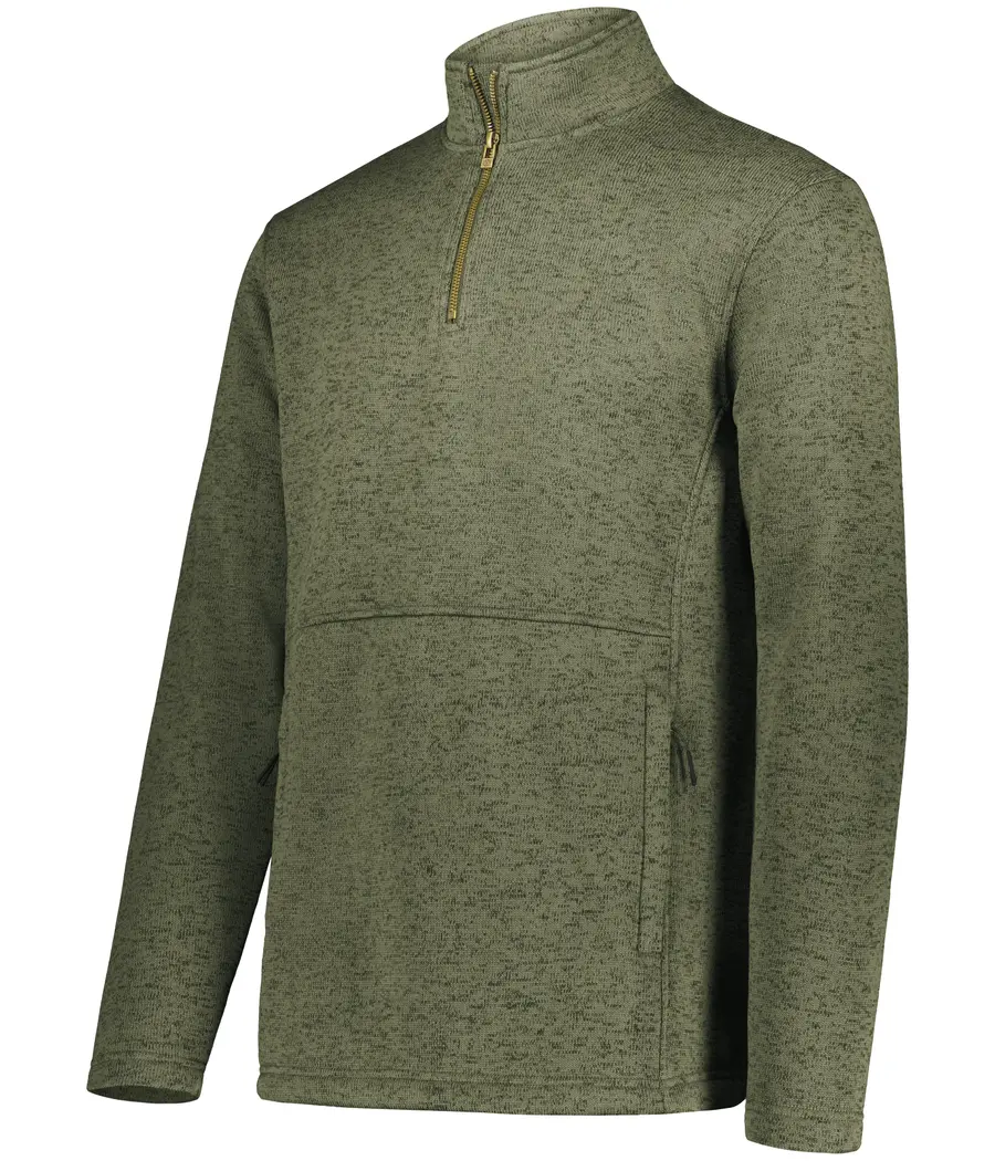 Holloway Alpine Sweater Fleece 1/4 Zip Pullover in Olive Heather