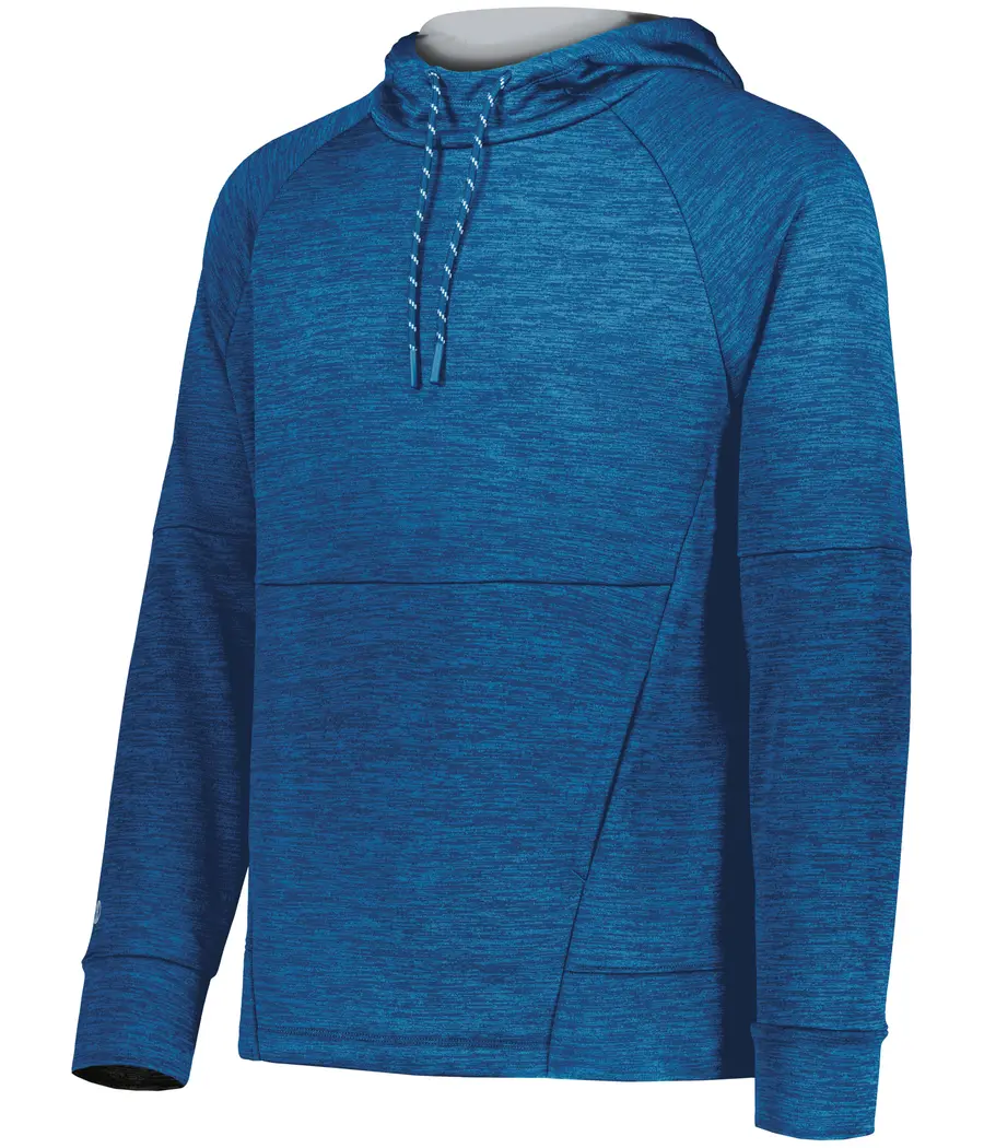 Holloway All-Pro Performance Fleece Hoodie in Royal Heather/Silver