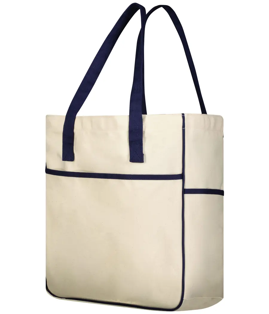 Holloway Court Tote in Natural/Navy