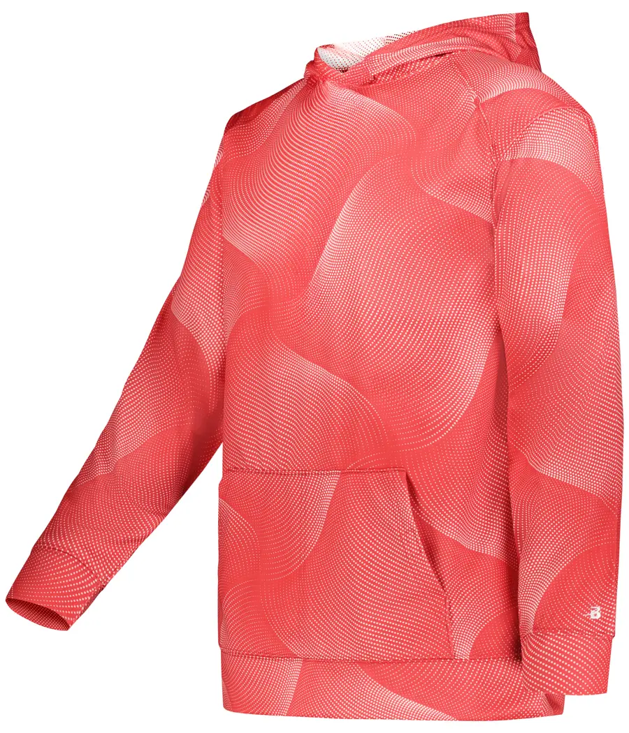 Badger Sport Youth Warp Fleece Hoodie in Red Warp