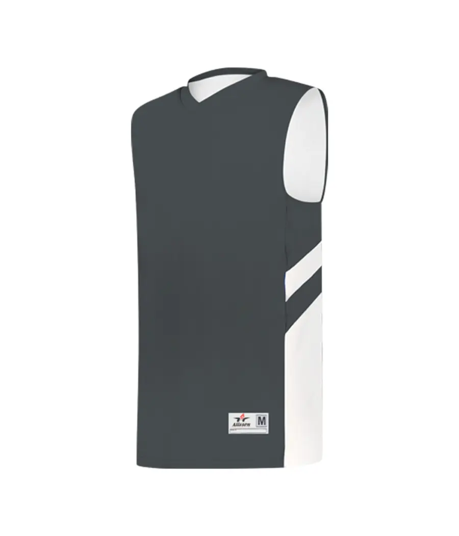Alleson Athletic Youth B-Pivot Reversible Basketball Jersey in Graphite/White
