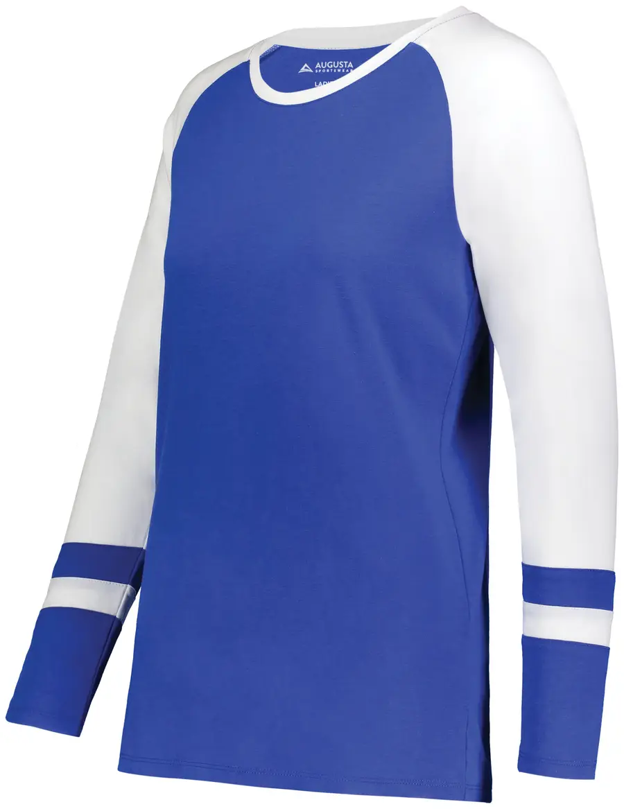 Augusta Ladies Fanatic 2.0 Long Sleeve Tee in Royal/White