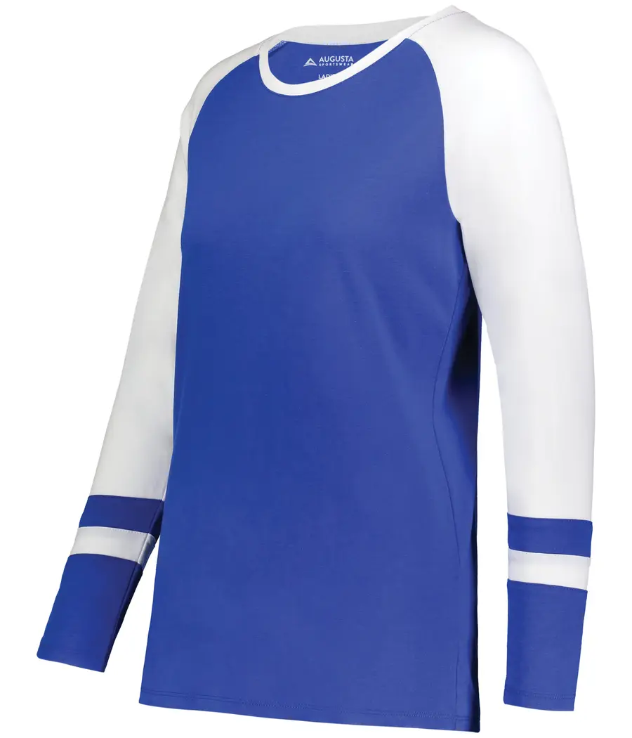Augusta Girls Fanatic 2.0 Long Sleeve Tee in Royal/White