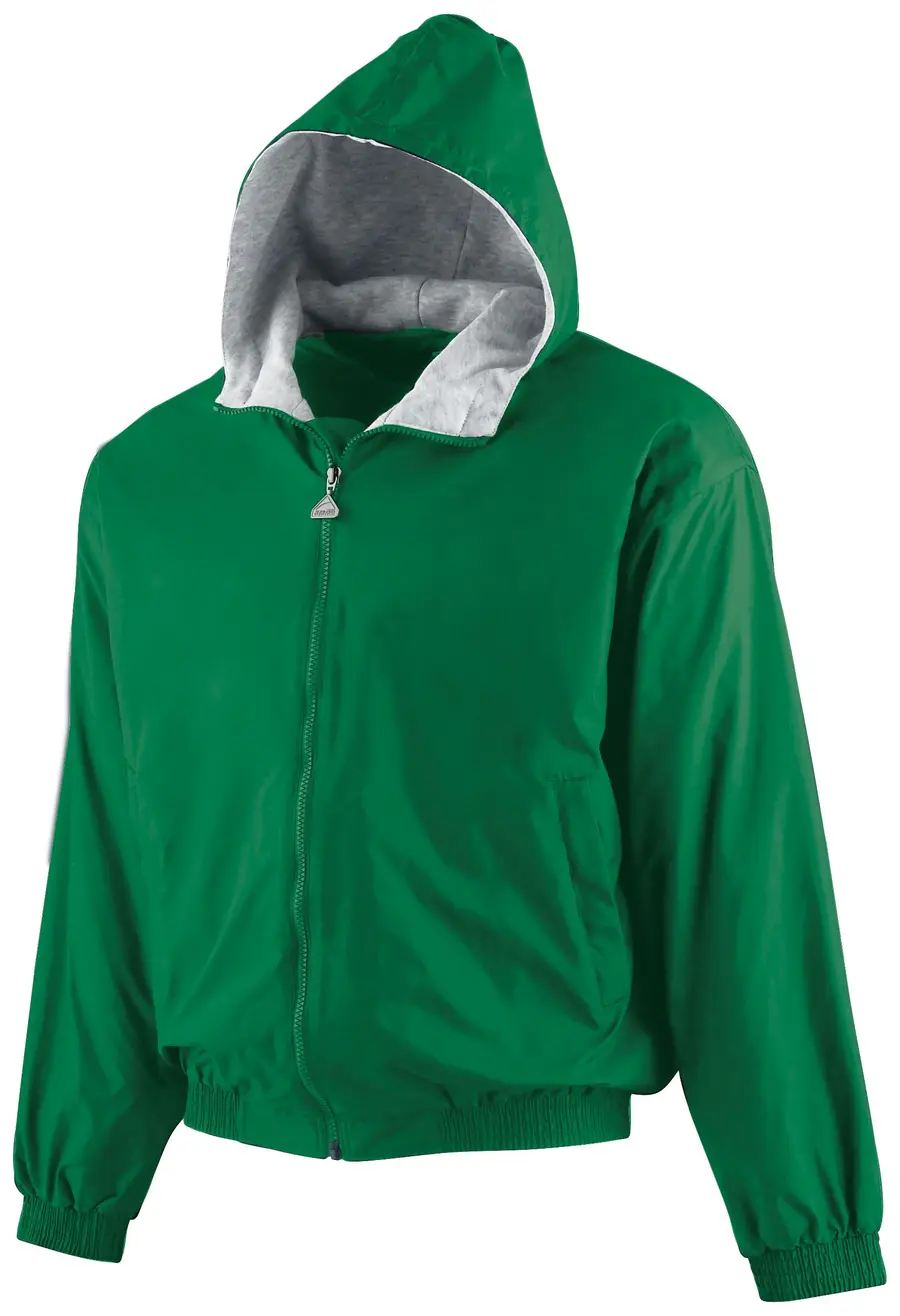 Augusta Youth Hooded Taffeta Jacket/Fleece Lined in Kelly