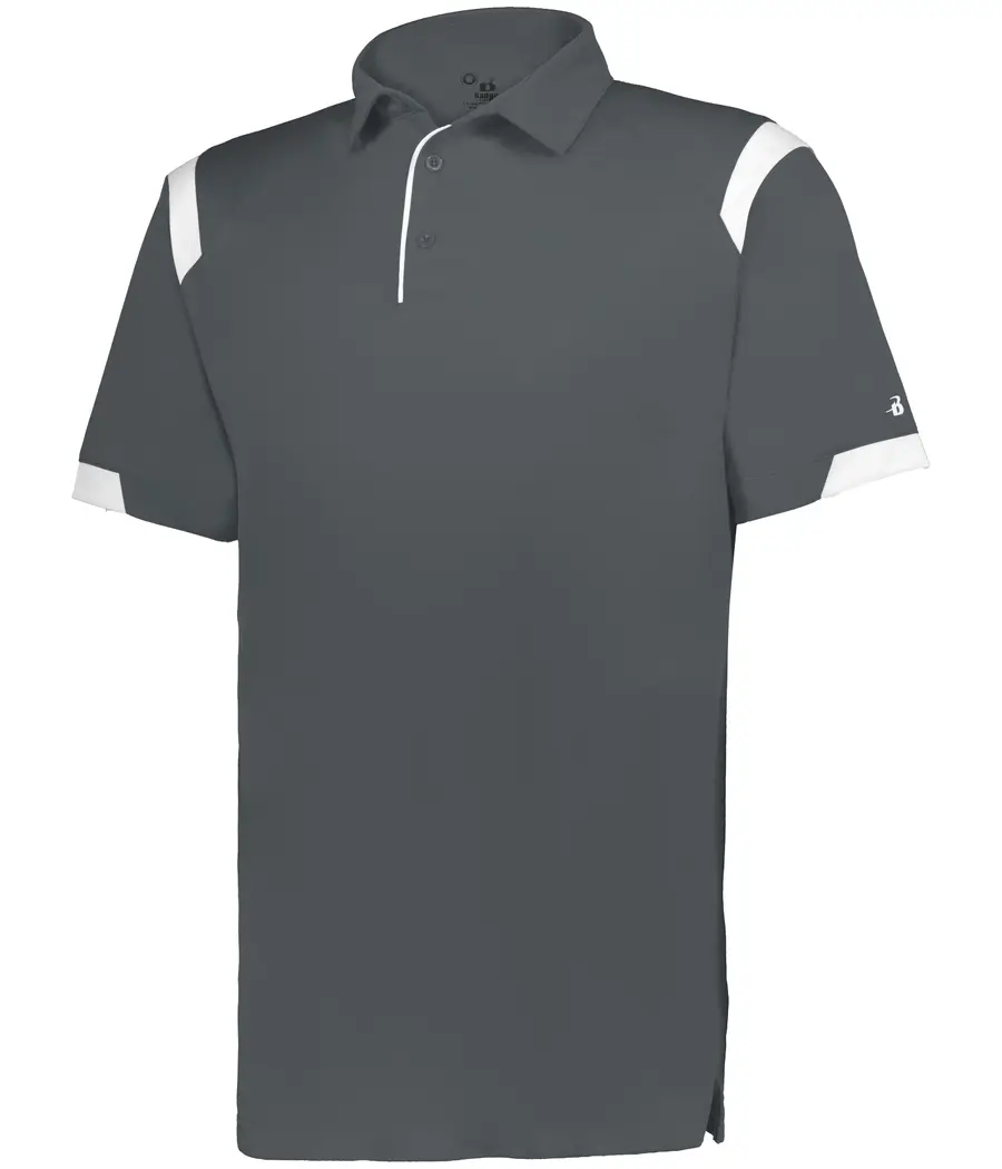 Badger Sport ON THE Rise Polo in Graphite/White