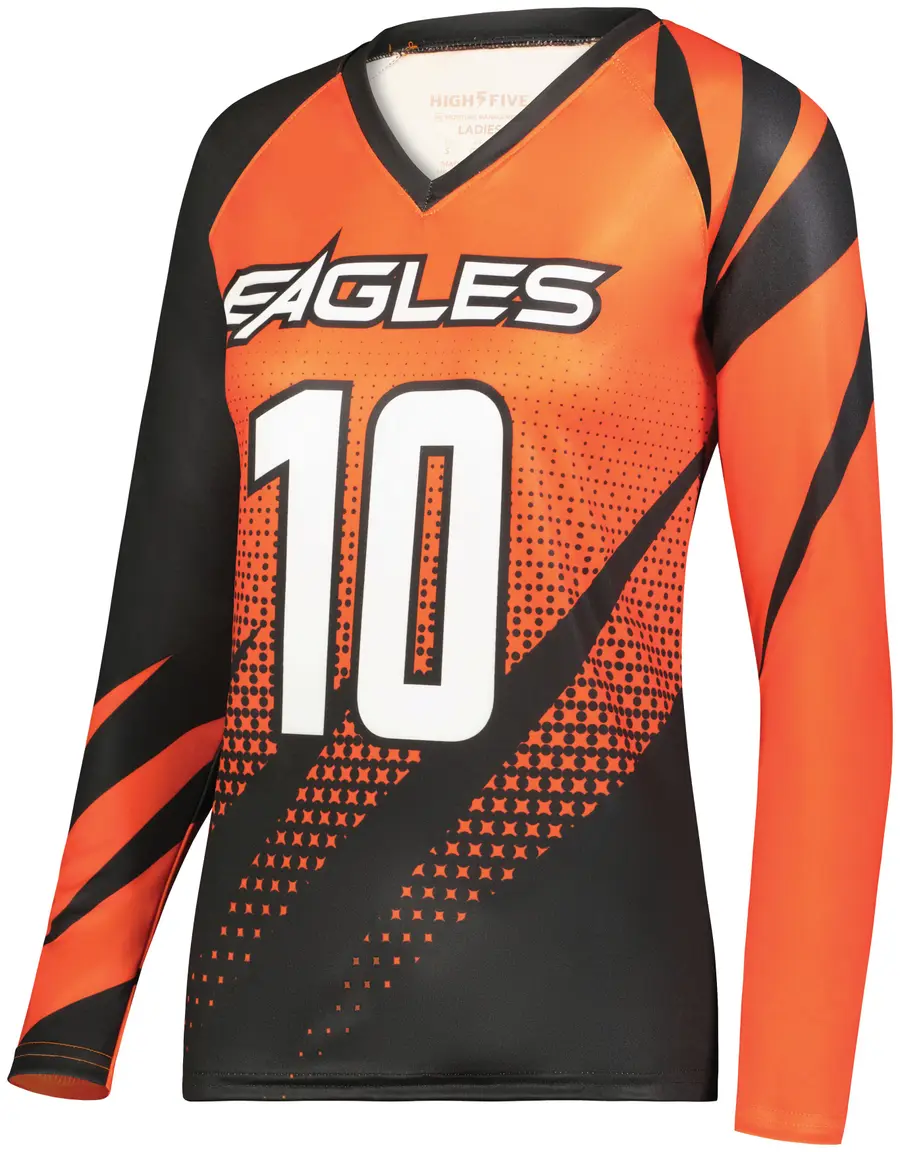 High Five Ladies FreeStyle Sublimated Long Sleeve Volleyball Jersey in Sub Deco Size Run