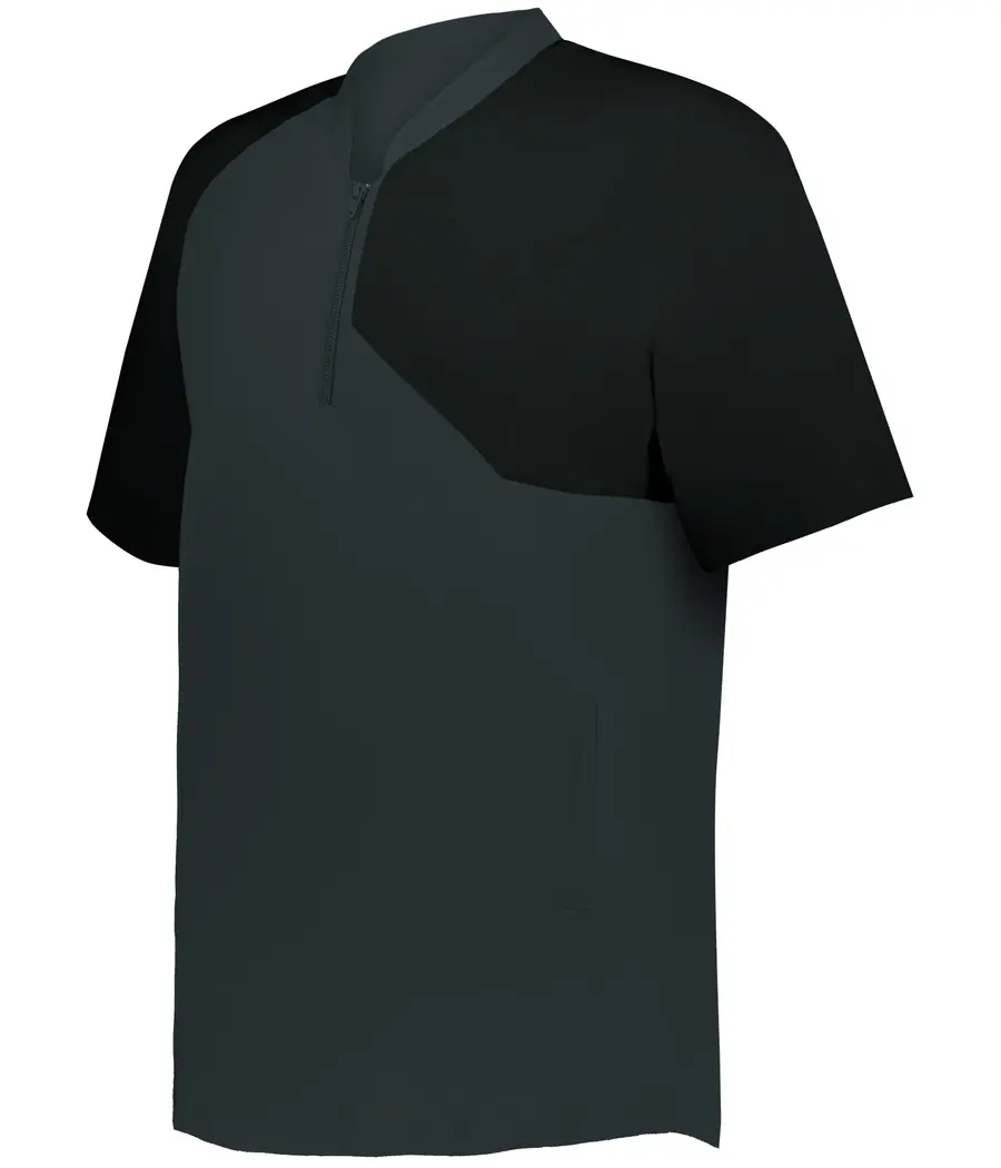 Alleson Athletic Field 1/4 ZIP Short Sleeve Pullover in Charcoal Solid/Black