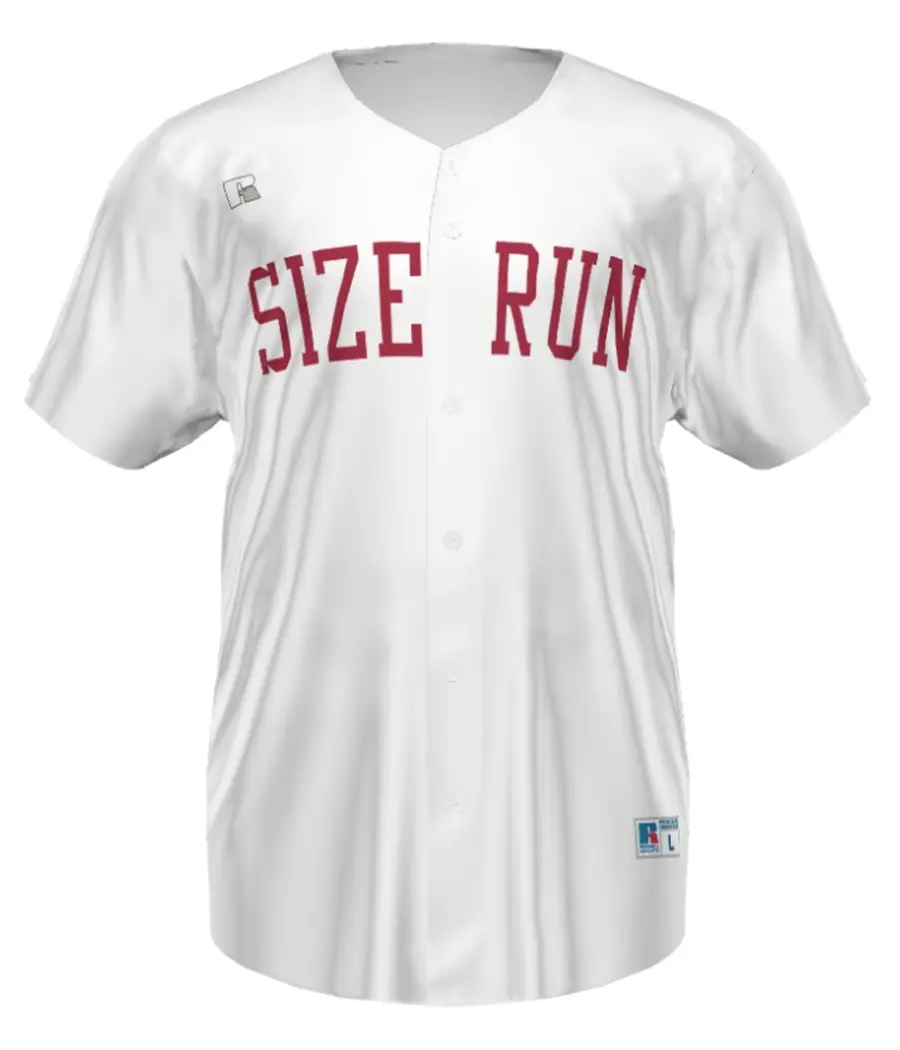 Russell FreeStyle Sublimated Faux Full-Button Baseball Jersey in White