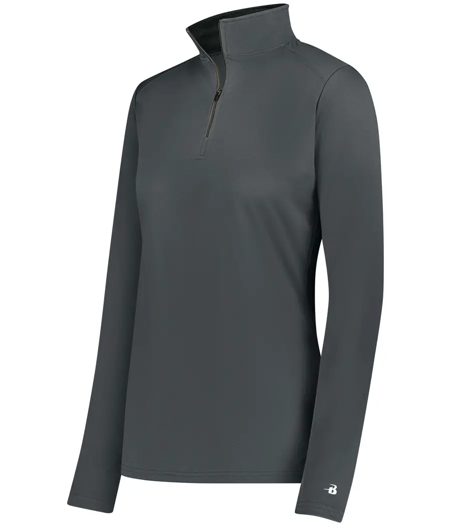 Badger Sport Ladies B-Core 1/4 ZIP Pullover in Graphite/Black