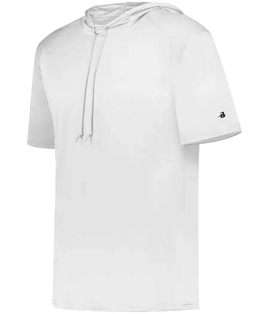 Badger Sport B-Core Short Sleeve Hoodie in White