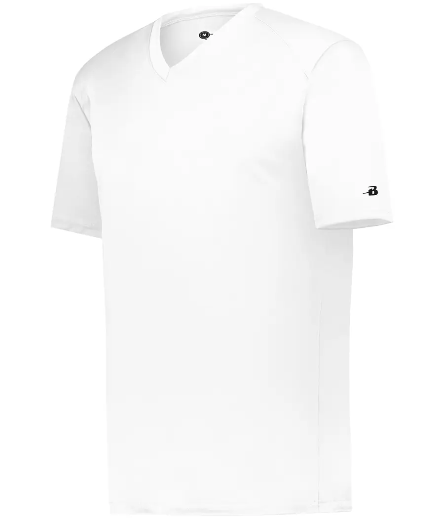 Badger Sport B-Core V-Neck TEE in White